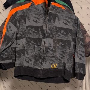 OP Gray and Orange Zip-Up Jacket